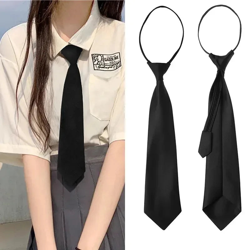 Cravatta Unisex Nera Con Clip Per Camicia Uniforme Da Stewards Matte Adatta A Uomo E Donna