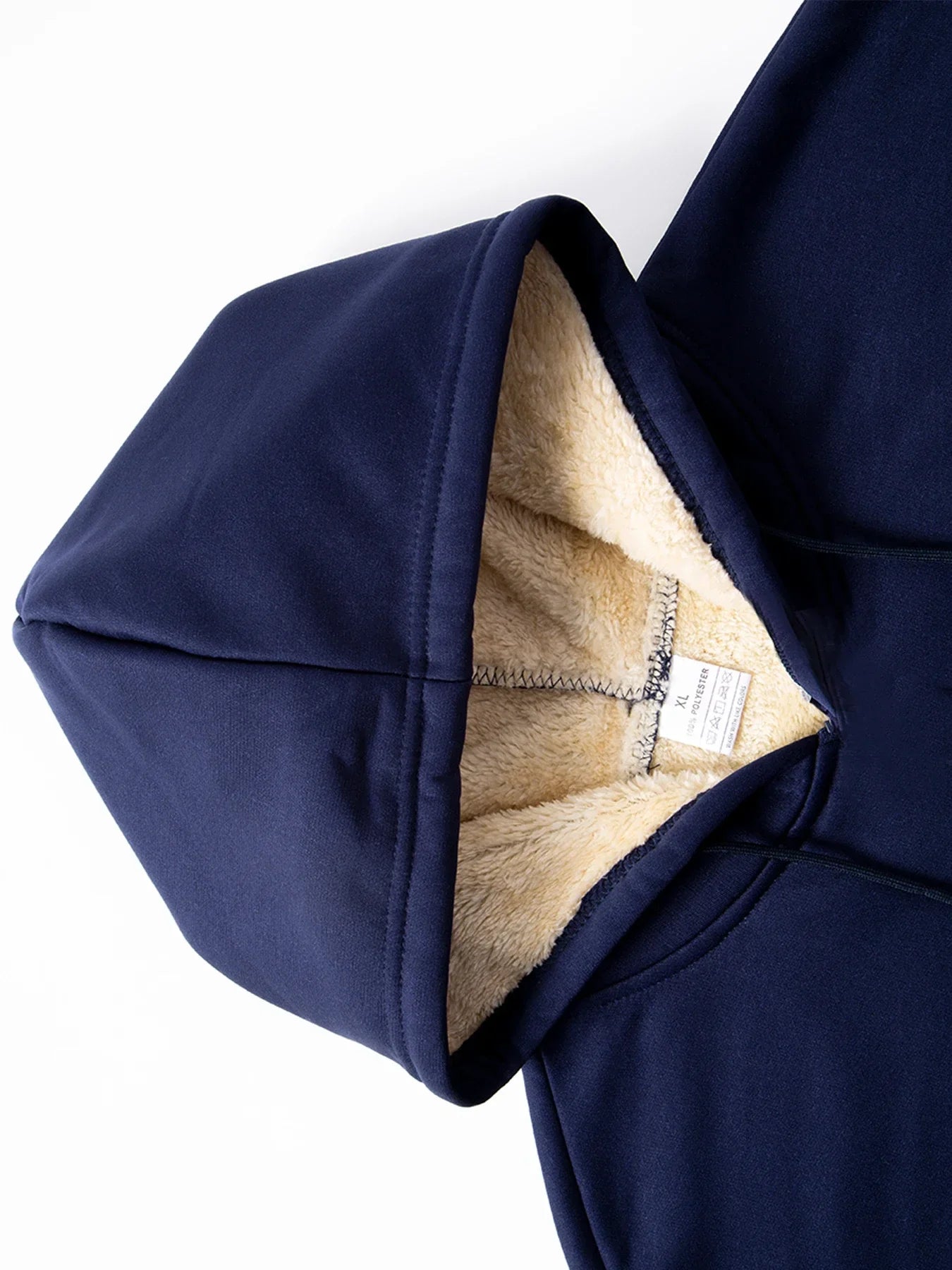 Uomo Felpa Termica Inverno Con Cappuccio Foderata In Pile Caldo Spesso Girocollo Solido Top Abbigliamento Streetwear