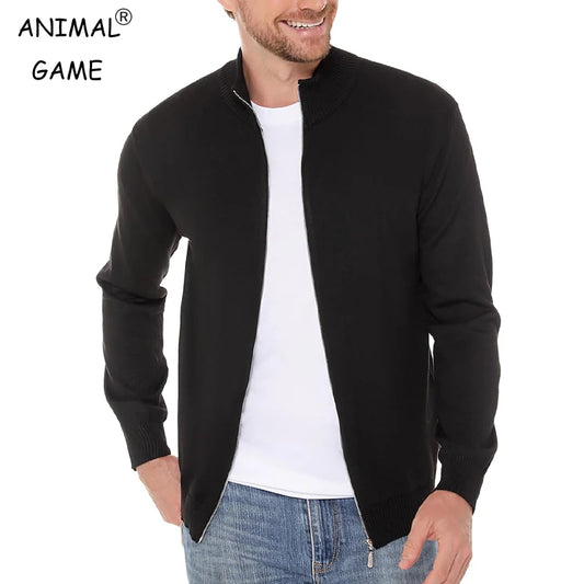 Cardigan Da Uomo Con Cerniera In Poliestere Caldo Animal Game Streetwear Per Look Moderno Autunno Inverno