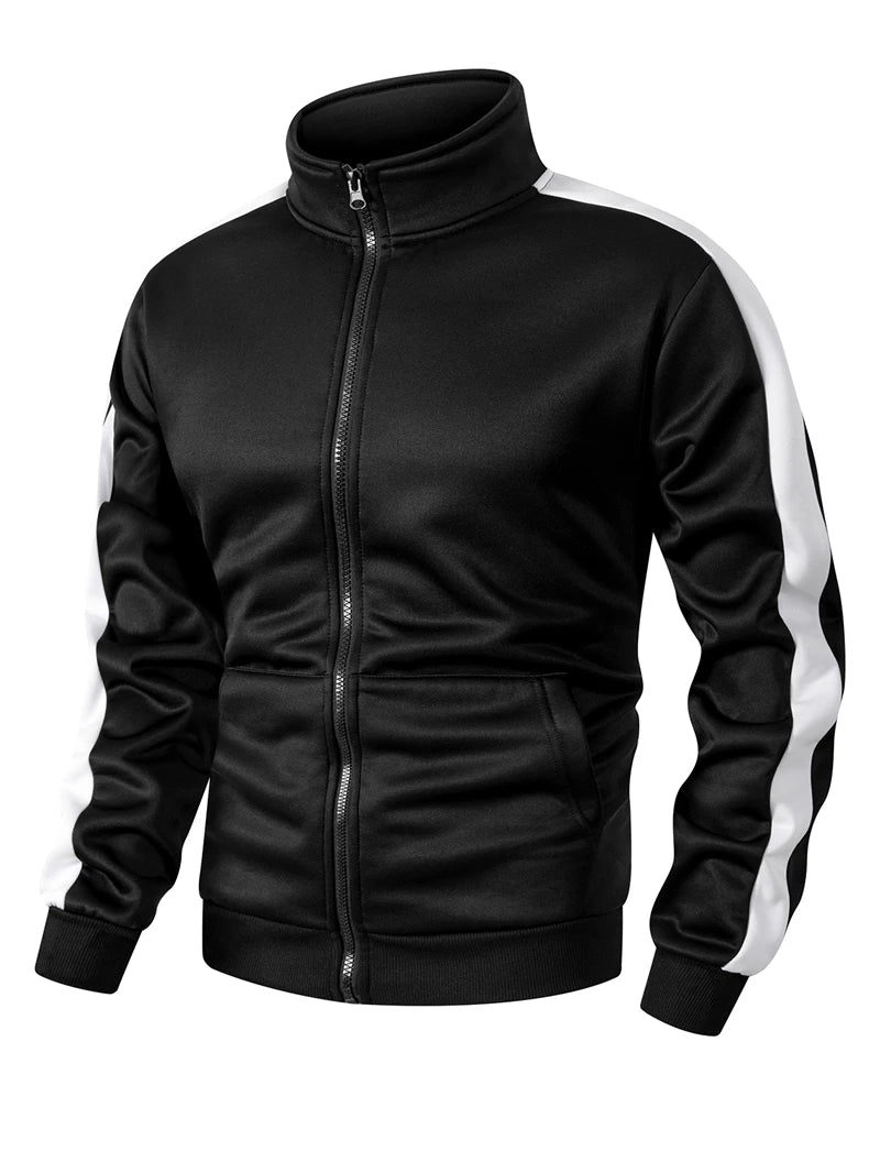 Giacca Sportiva Patchwork Colorblock Da Uomo Con Tasca Kanga Autunno Inverno Foderata In Pile Calda Con Cerniera