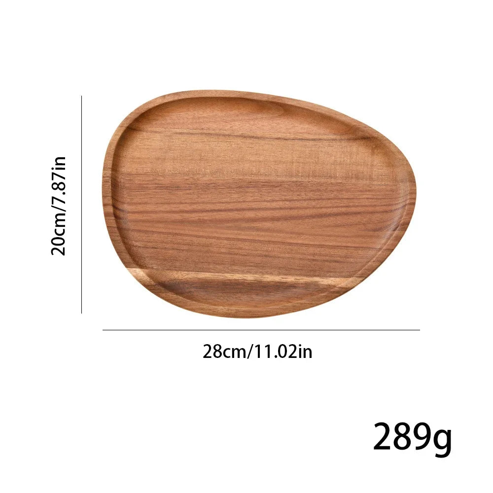 Vassoio Ovale In Legno Di Acacia Piatto Da Portata Per Bevande Teaboard Per Tè Naturale Snack