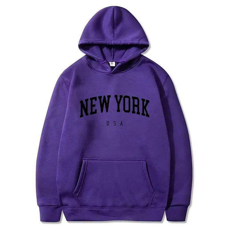 Felpe Con Cappuccio Uomo Donna New York City Stampe Lettere Grafica Casual Harajuku Pullover Abbigliamento Sportivo