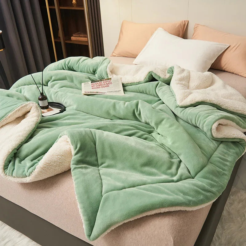 Coperta Super Morbida In Lana Di Agnello Imitazione Pile Autunno Inverno Doppia Regina Per Divano Latte Alta Qualità