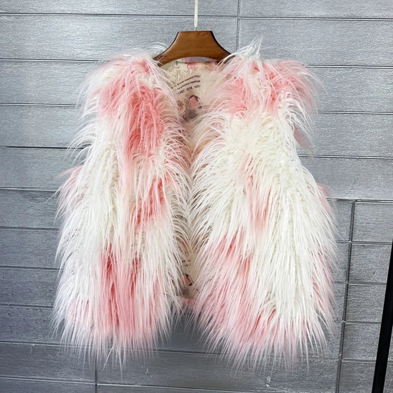 Gilet Di Pelliccia Sintetica Da Donna Lana Imitazione Caldo Senza Maniche Autunno Inverno 2025 Stile Elegante