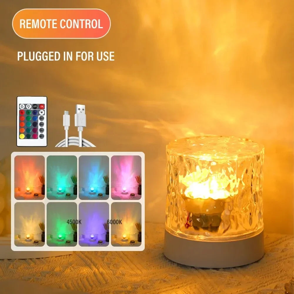 Proiettore Ricaricabile Con Ondulazione Dell Acqua LED 16 Colori RGB Lampada Notturna Telecomando Per Camera Da Letto