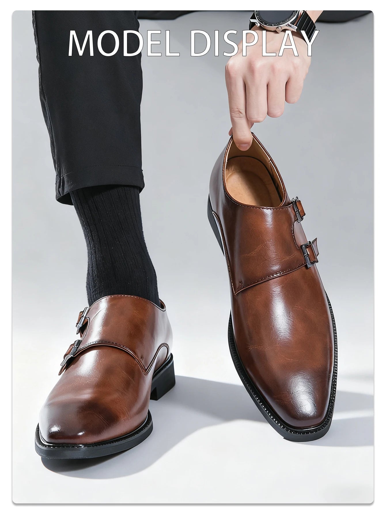 Scarpe Classiche Da Uomo In Pelle Monaco Con Abito Retrò Con Fibbia A Punta Oxford Da Uomo Comode