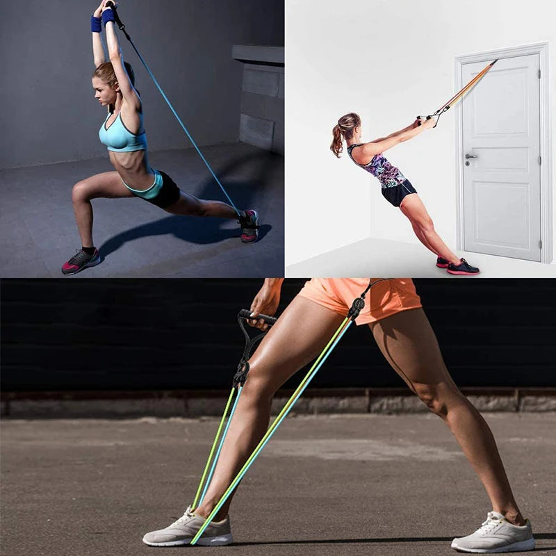 Fasce di Resistenza con Manici Lingpeng per Allenamento a Casa per Uomini e Donne, Attrezzatura di Forza e Fitness