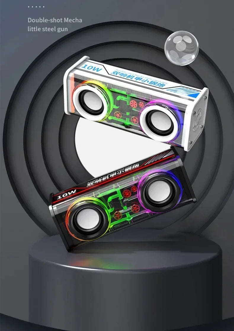 Altoparlante Bluetooth TWS V8 Mecha Trasparente Con Luce RGB Suono Potente Bass Subwoofer Per Feste In Casa