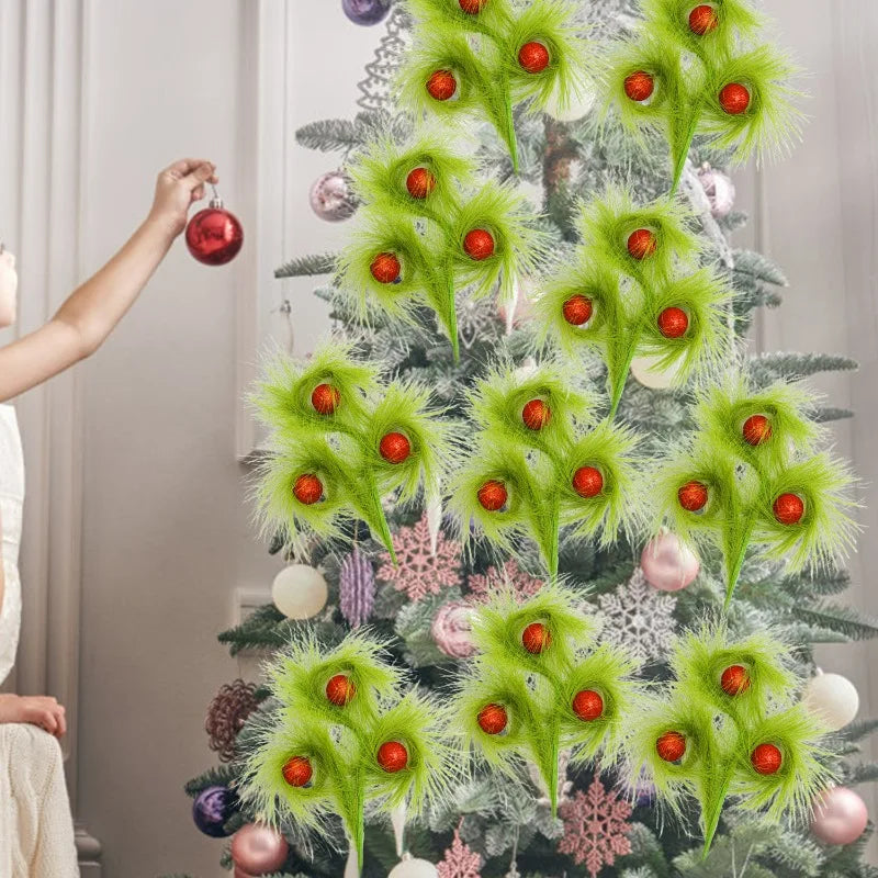 Erba Di Pampa Artificiale Con Palla Glitterata Rossa Per Decorazioni Natalizie Albero Di Natale E Matrimonio