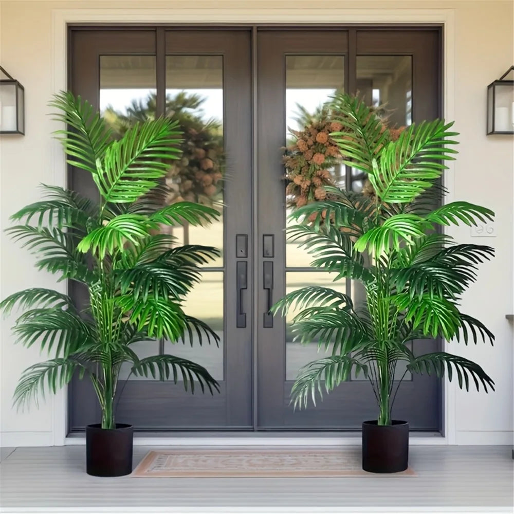Due Pezzi Palme Areca Simulazione Con 24 Foglie Alberi Artificiali Realistici Per Decorazione Esterna Del Soggiorno