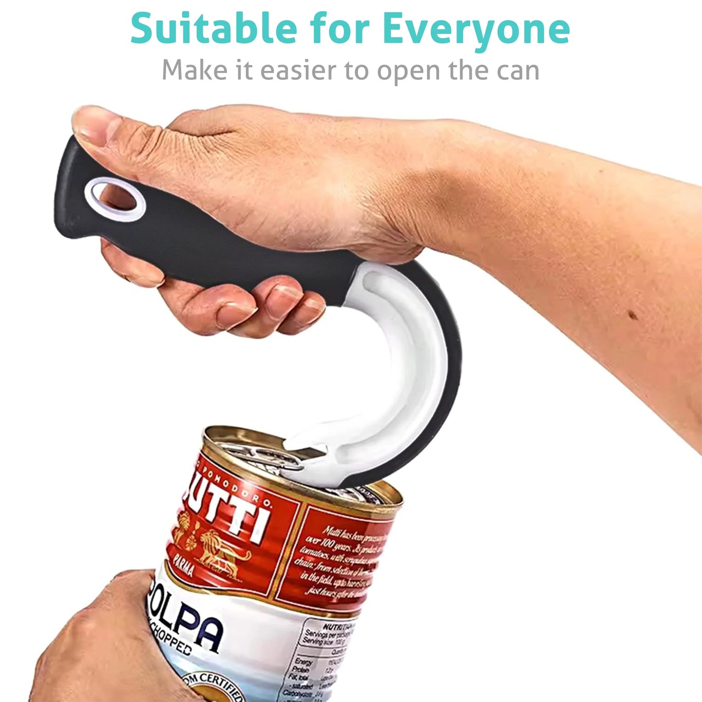 Apriscatole Easy Grip Con Gancio Presa Stabile Design Ergonomico In Plastica Resistente Per Uso Domestico E Ristorazione
