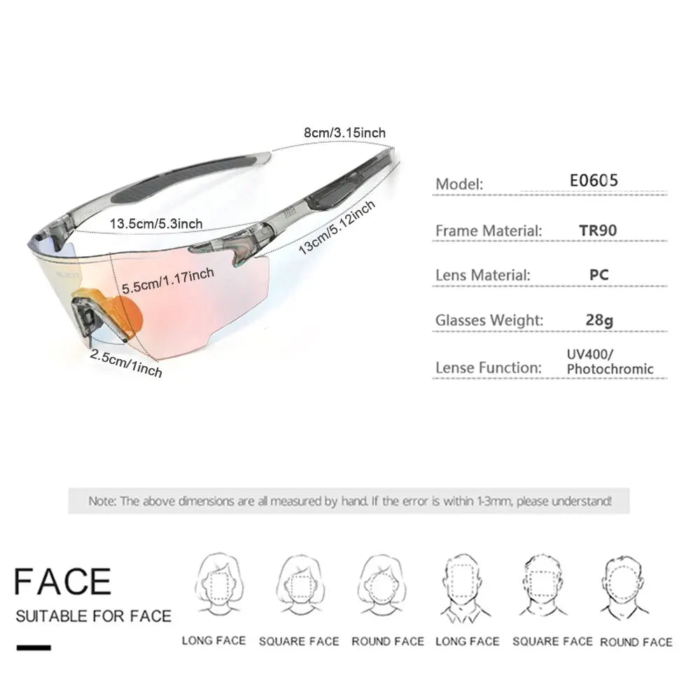 Occhiali da Ciclismo Polarizzati Fotocromatici UV400 per Uomo e Donna da Bici da Strada MTB Occhiali da Sole