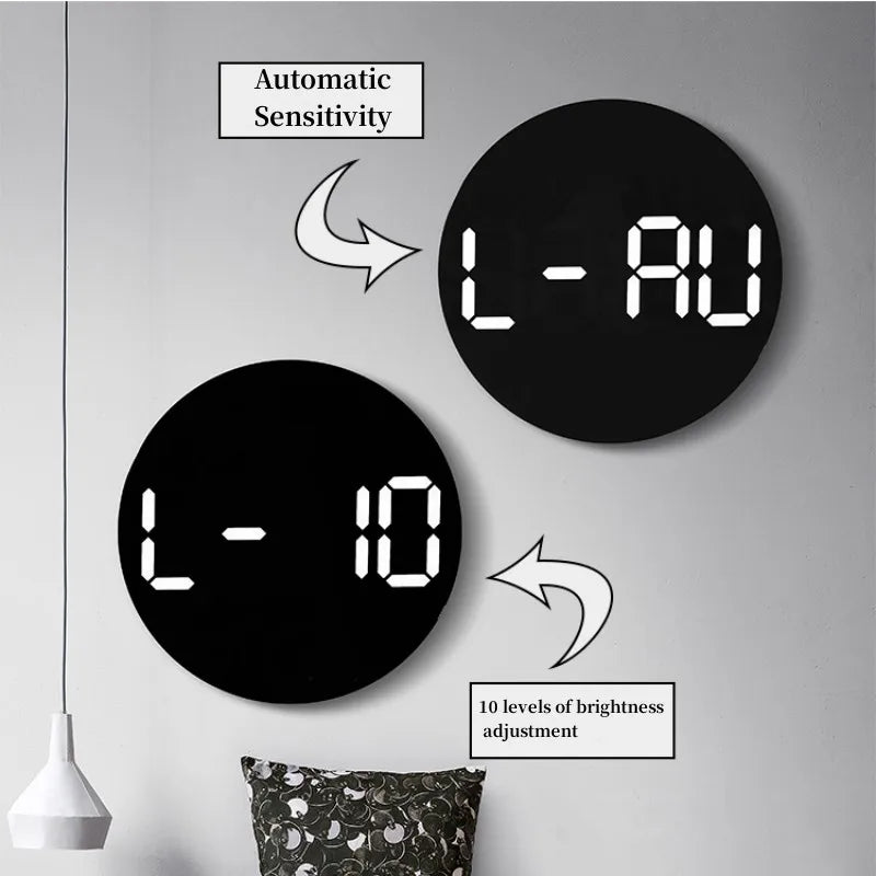 Orologio Da Parete Digitale DieciPollici Con Telecomando Temperatura Umidità Data Conto Alla Rovescia Sveglie Led Dimmer