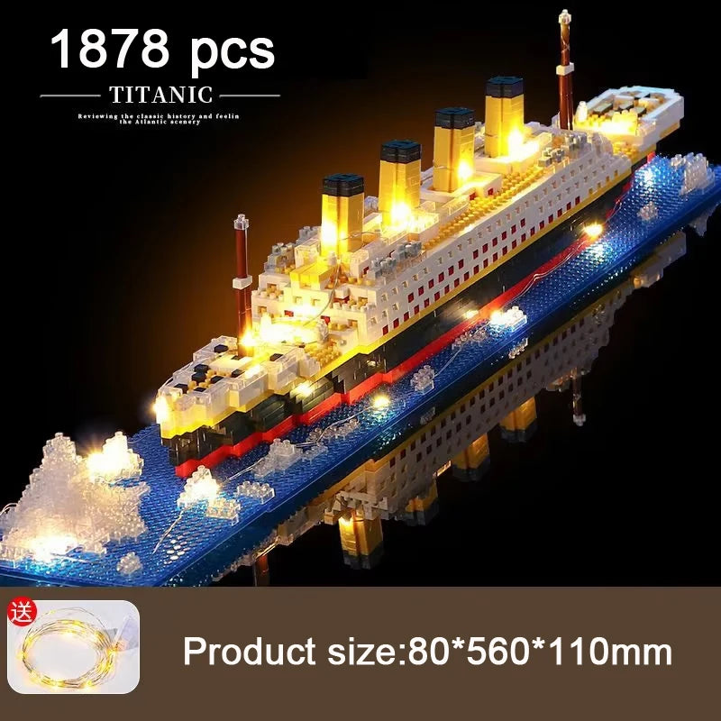 Titanic Giant Puzzle Kit Micro Blocchi Nave da Crociera Desktop Regalo Compleanno Bambini