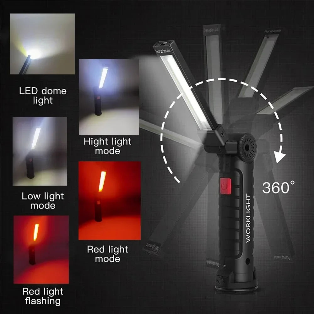 Torcia Portatile A LED COB Ricaricabile USB Lanterna Magnetica Con Batteria Incorporata Per Campeggio E Lavoro