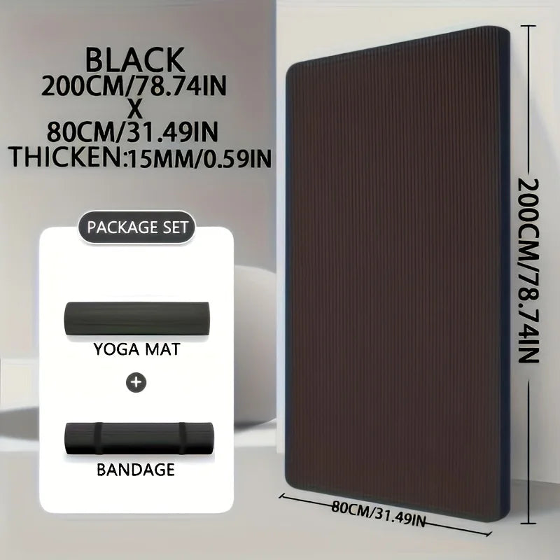 Tappetino Da Yoga NBR Spesso 15/20 Mm Antiscivolo Per Esterni 200x80 Cm Esercizio Palestra Allenamento Fitness