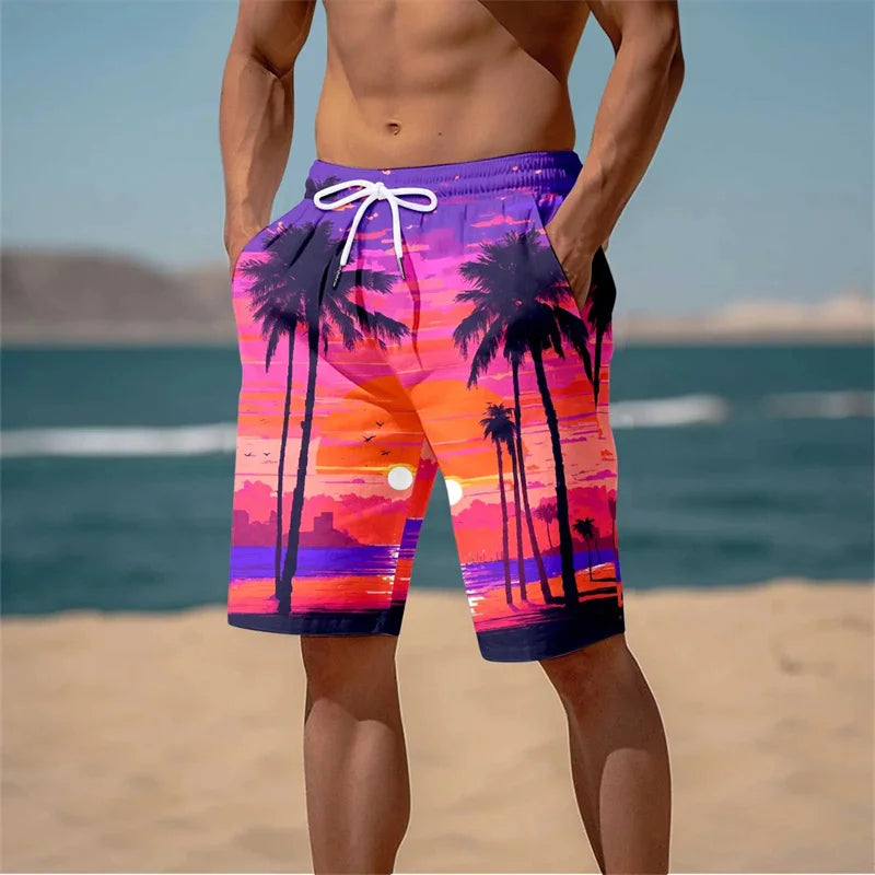 Pantaloncini Da Spiaggia Uomo Con Stampa Palme 3D Harajuku Surf Grafica Palmo Estate Costume Da Bagno Hawaii Fresco