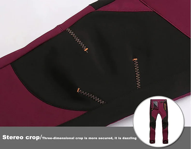 Pantaloni In Pile Invernali Da Donna Per Trekking Impermeabili Caldi Softshell All Aperto Antipioggia Antivento