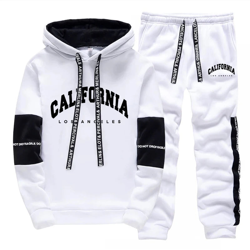 Tuta Sportiva Uomo Con Felpa E Pantaloni Con Cappuccio Stampa Di Qualità Primavera Casual Abbigliamento All Aperto