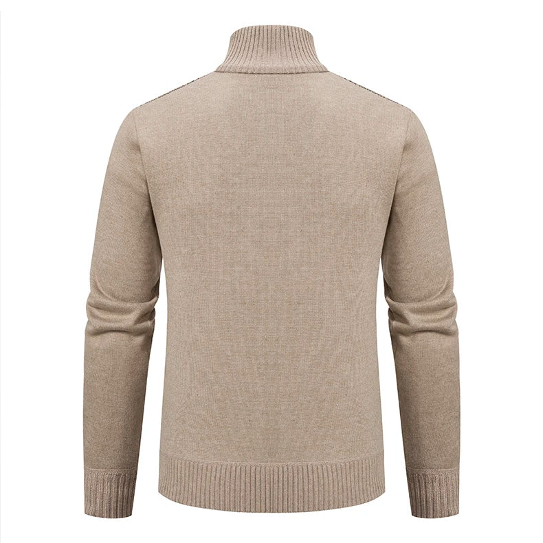 Giacca Ispessita Uomo Autunno Inverno Calda Linea Tendenza Colletto Mandarino Cardigan Lavorato A Maglia Cappotto