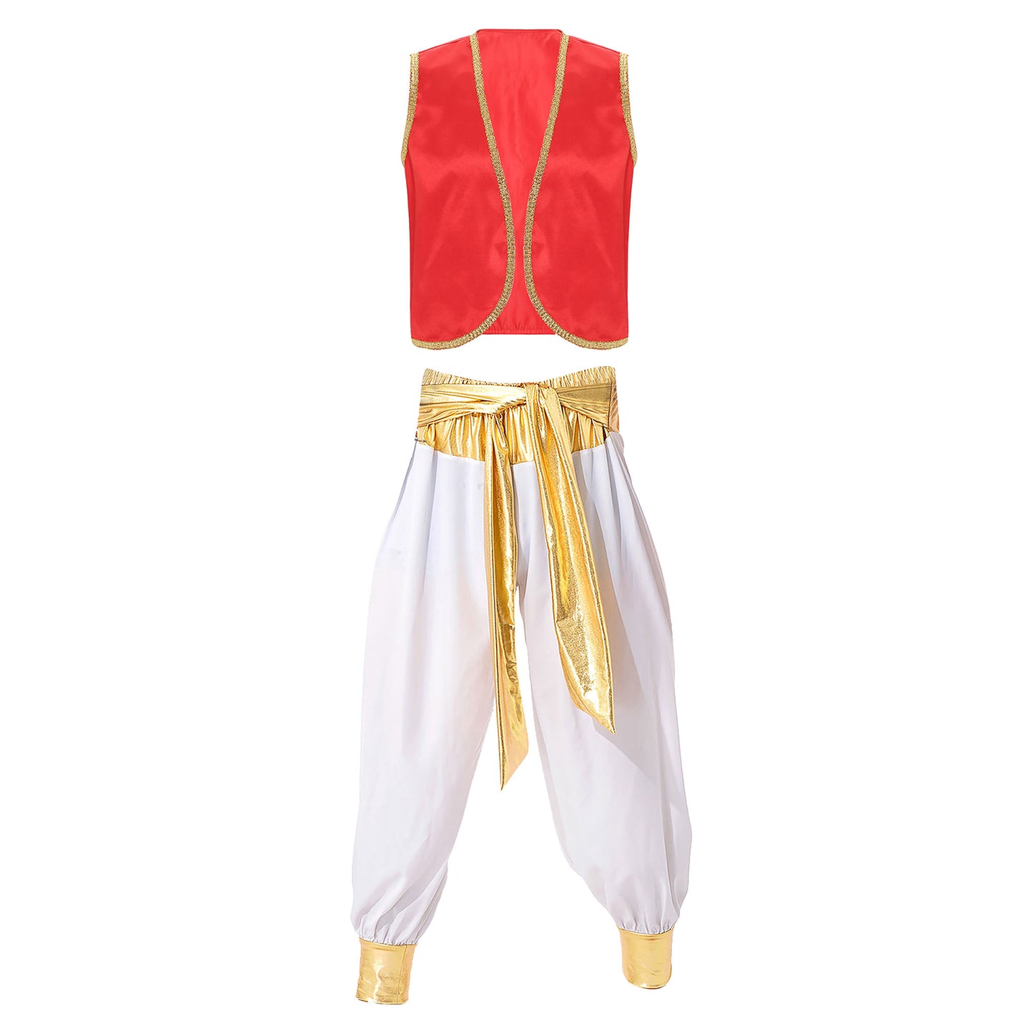 Costume Fantasy Myth Prince Aladin per adulti Gilet senza maniche e pantaloni Abito da palcoscenico per feste a tema Halloween Cosplay