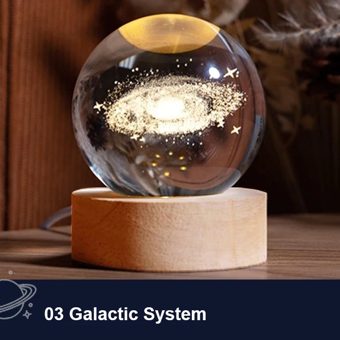 Lampada a Sfera di Cristallo 3D Con Proiezioni Galassia Luce Notturna USB Atmosfera Accogliente Regalo Creativo