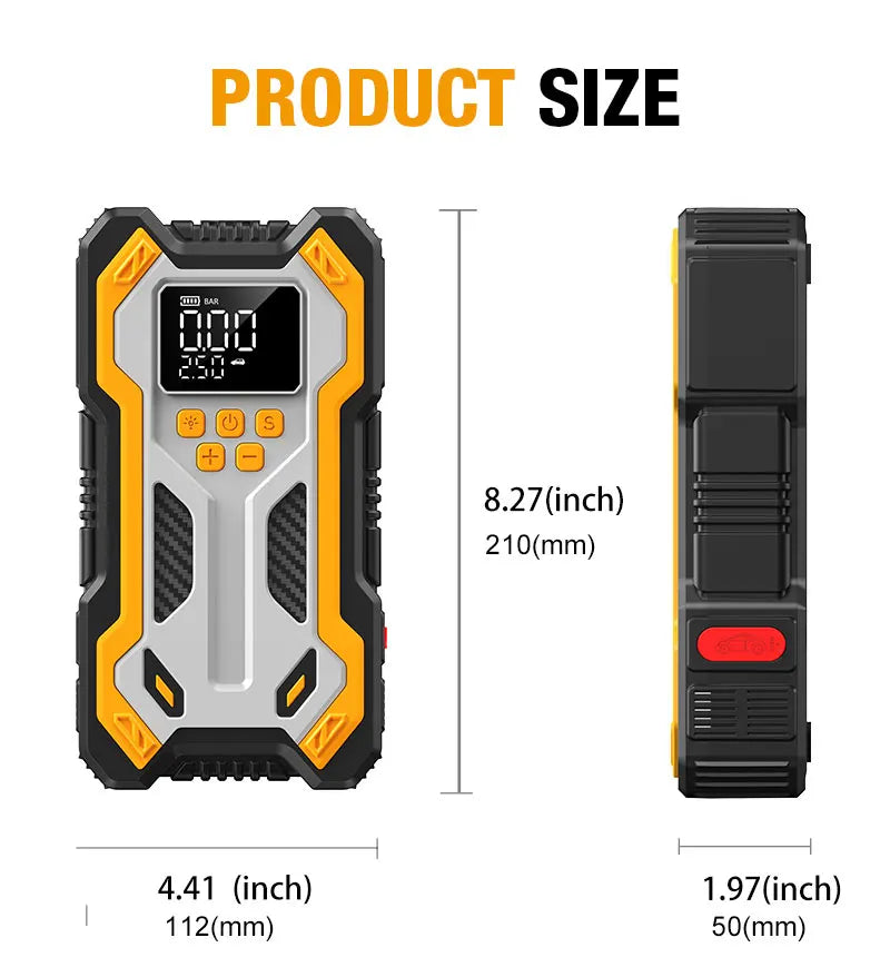 Avviatore Di Emergenza Con Compressore Aria Auto Portatile 7000A Booster 12V Gonfiaggio Pneumatici Automatico A 160 Psi