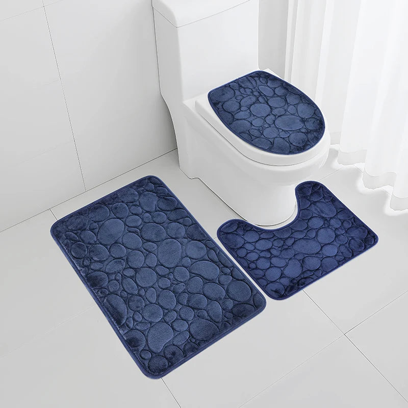 Set Da Tre Tappetini Da Bagno In Microfibra Antiscivolo Assorbenti In Tinta Unita Comodi E Morbidi