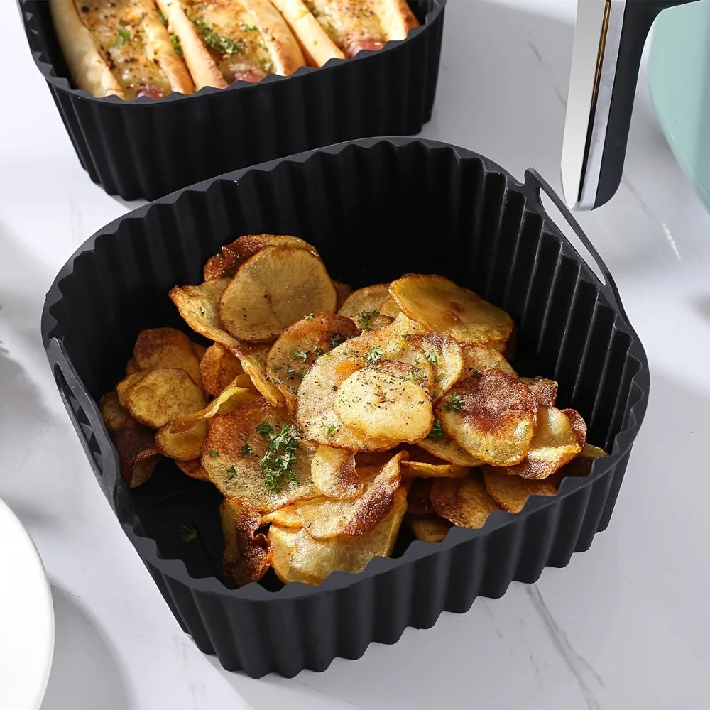 Fodere in Silicone Riutilizzabili per Friggitrice ad Aria Tappetino Quadrato Antiaderente per Cestello 4-7 Qt Accessori