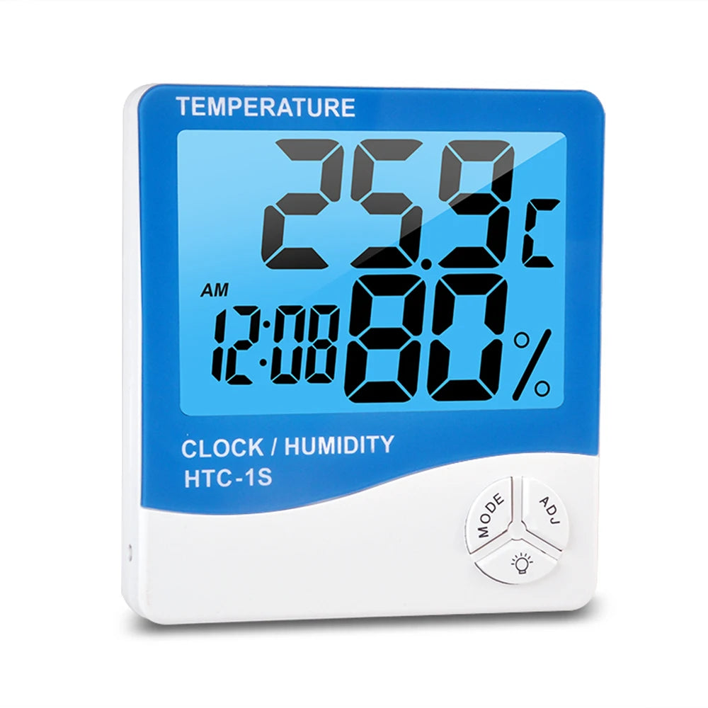 HTC 1S LCD Igrometro Digitale Misuratore di Umidità e Termometro Esterno Interno Stazione Meteo Orologio