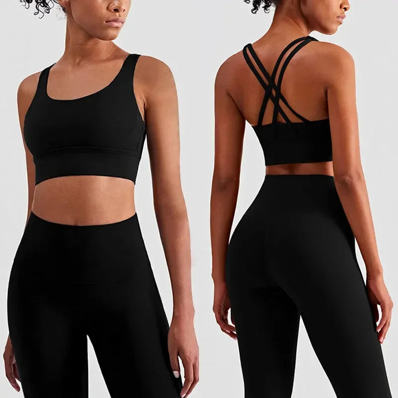 Tuta Da Yoga Due Pezzi Da Donna Abbigliamento Sportivo Per Pilates E Fitness Leggings Reggiseno Sportivo Traspirante