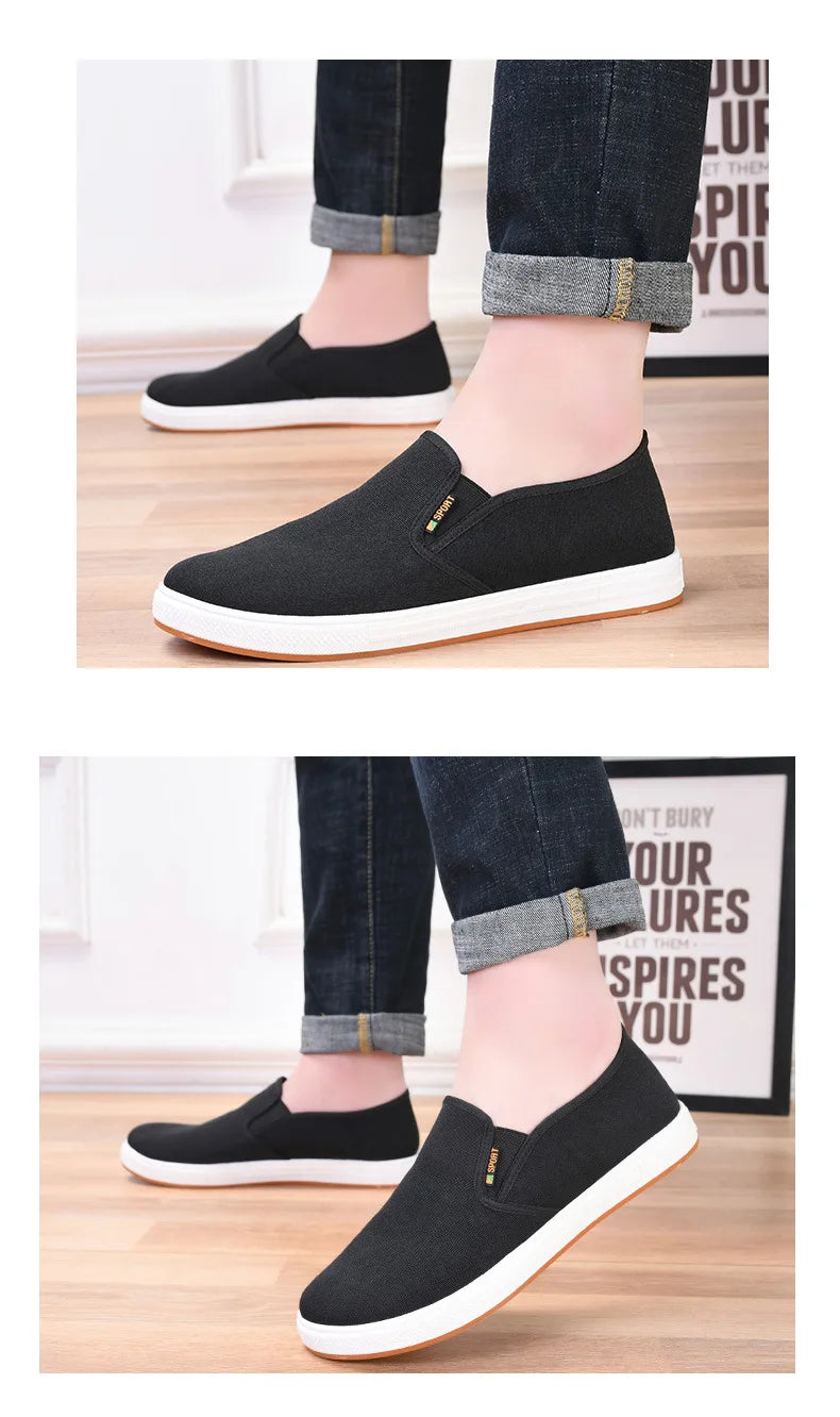 Scarpe Da Ginnastica In Tela Da Uomo Basse Leggere Vulcanizzate Slip On Casual Spedizione Gratuita A Prezzi Accessibili