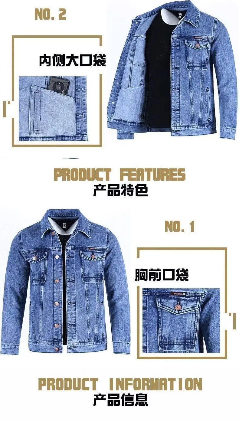 Giacca Da Lavoro Retrò Di Marca Per Uomo In Denim Pesante Nuova Taglia Grande Stile Americano Autunno Inverno