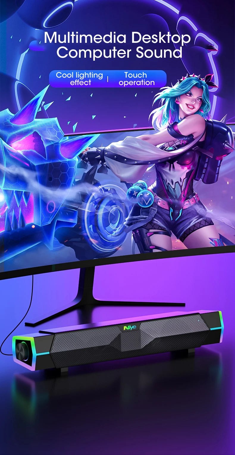 Altoparlanti Per Computer 4D Soundbar Bluetooth 5.3 Surround Con Subwoofer Per PC E Notebook