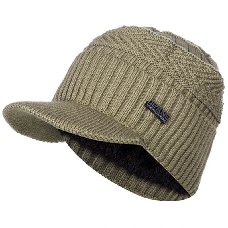 Cappello In Lana Per Uomo Autunno Inverno Lavorato A Maglia Con Visiera Imbottita Caldo E Confortevole