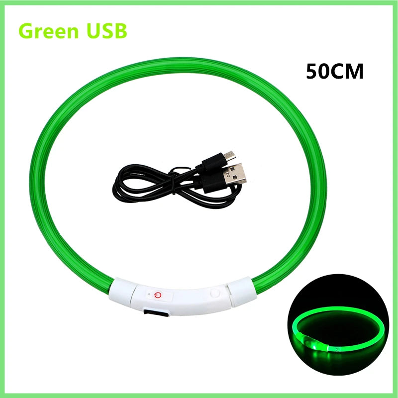 Collare Luminoso USB Ricaricabile Con Led Regolabile Cani Di Piccola Taglia E Gatti Luce Notturna Sicurezza Animali