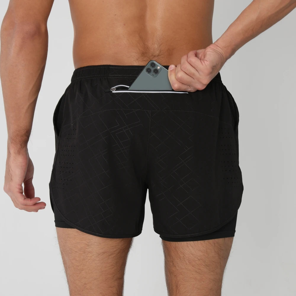 Pantaloncini Da Corsa Da Uomo 2 In 1 Palestra Asciugatura Rapida Pantaloni Corti Sportivi Estivi