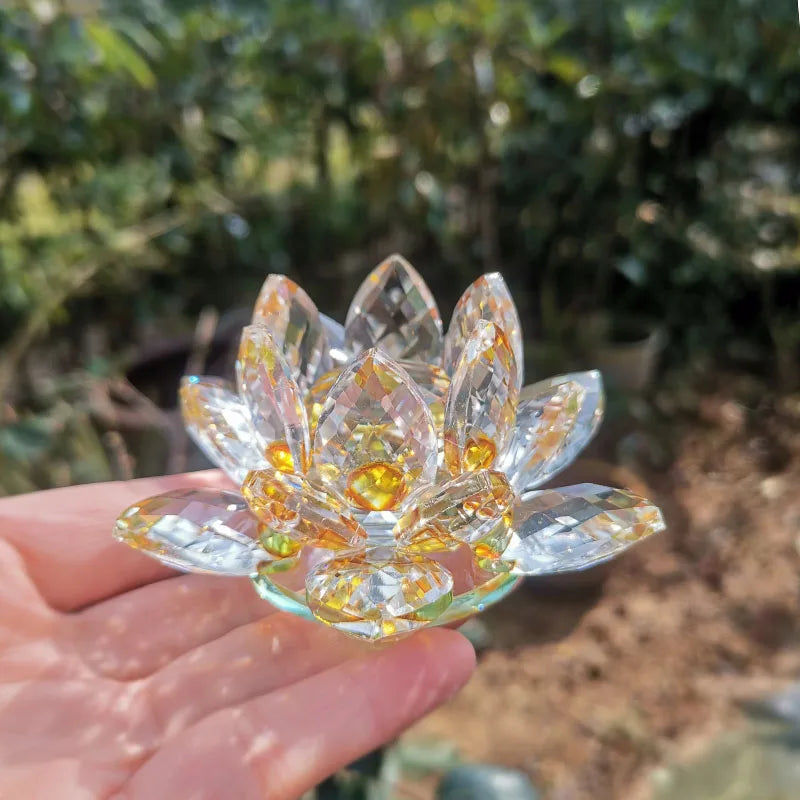 Fermacarte In Cristallo Di Quarzo Fiore Di Loto 80mm Artigianato In Vetro Feng Shui Decorazioni Per Casa Regalo