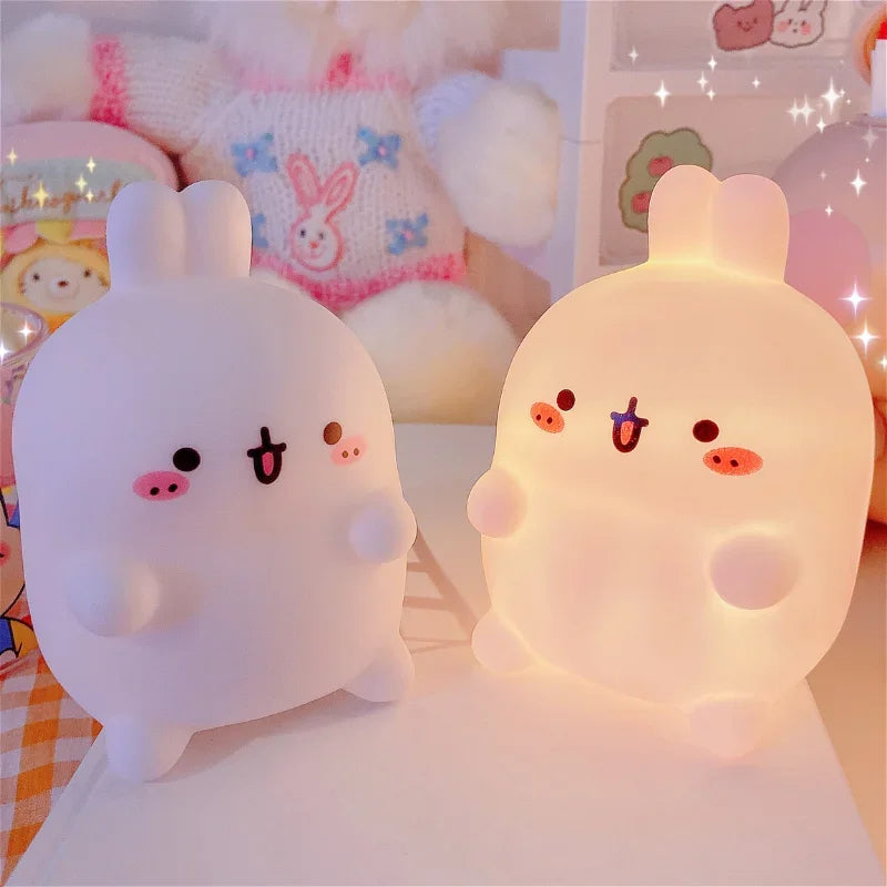 Luce Notturna Coniglio a Forma di Letto Lampada da Tavolo Piccola LED Decorazione Creativa per la Camera da Letto