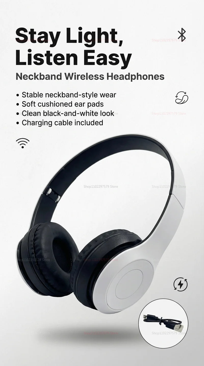 Cuffie Wireless Bluetooth Ad Alta Fedeltà Con Microfono HD Integrato Audio Stereo Nitido Connessione Stabile