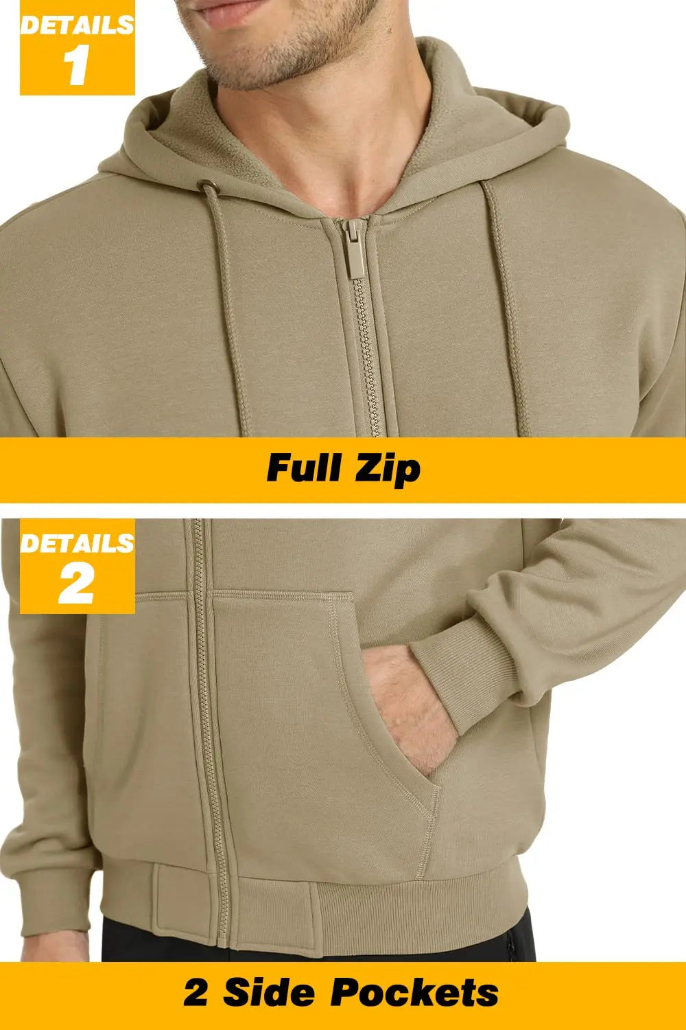 Tacvasen Felpa Con Cappuccio Uomo In Pile Con Tasche Grandi Con Zip Intera Casual Sportivo Per Running Escursionismo