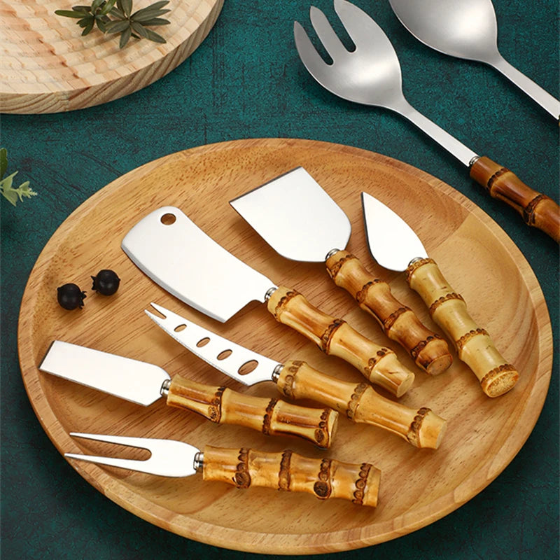 Pala Frittura In Acciaio Inossidabile Con Manico In Bambù Naturale E Cucchiaio Zuppa Giapponese Set Utensili Cucina