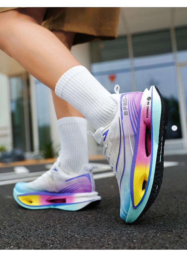 Scarpe da Corsa con Piastra in Carbonio per Maratona Unisex Traspiranti e Leggere Antiscivolo Sneakers Atletiche