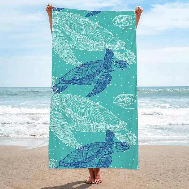 Asciugamano Da Spiaggia Quick Dry Tartaruga Marina Antivento Protezione Solare Per Famiglie Viaggiatori Campeggio