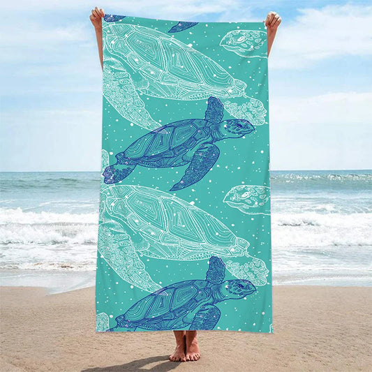 Asciugamano Da Spiaggia Quick Dry Tartaruga Marina Antivento Protezione Solare Per Famiglie Viaggiatori Campeggio