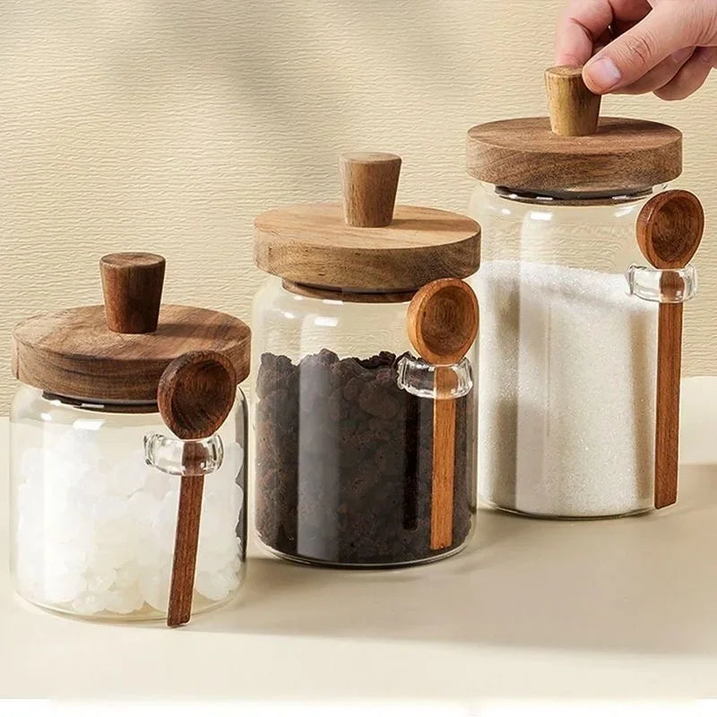 JUSTINLAU Barattoli In Vetro Sigillato Per Cereali E Chicchi Di Caffè Con Cucchiaio E Spezie Da Cucina 400ml 600ml 900ml