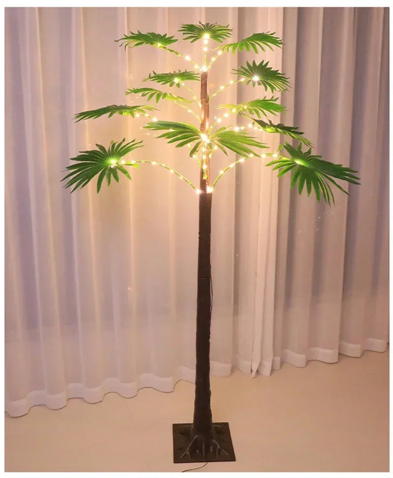 Lampada Da Tavolo LED Palma USB Pianta Artificiale 55 Cm Decorativa Luci Da Scrivania Per Casa E Letto