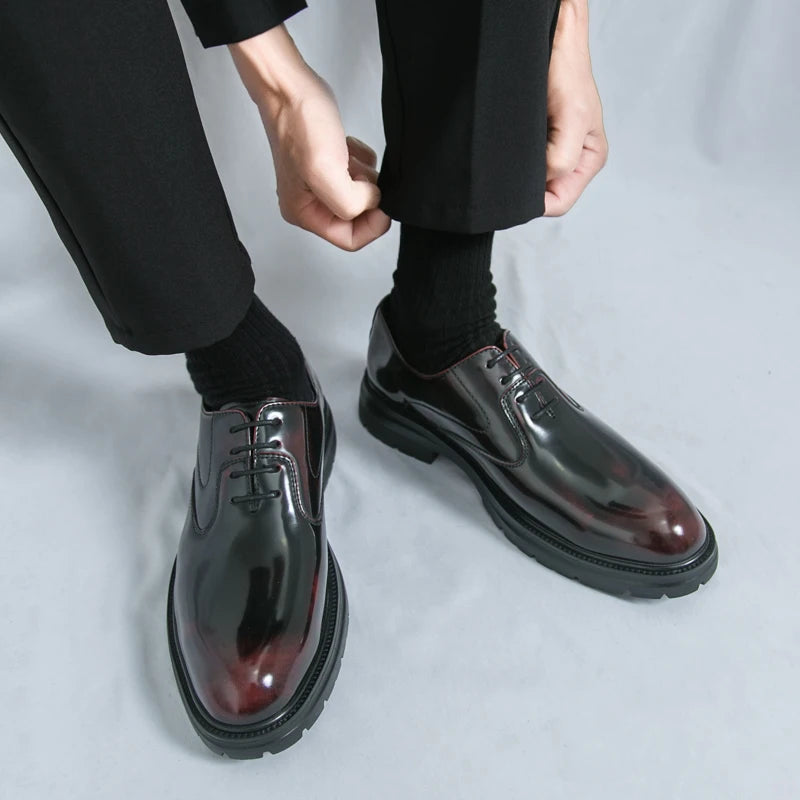 Scarpe Da Uomo In Pelle Con Suola Spessa Formali Da Lavoro Oxford Classiche Fatto A Mano Calzature Casual