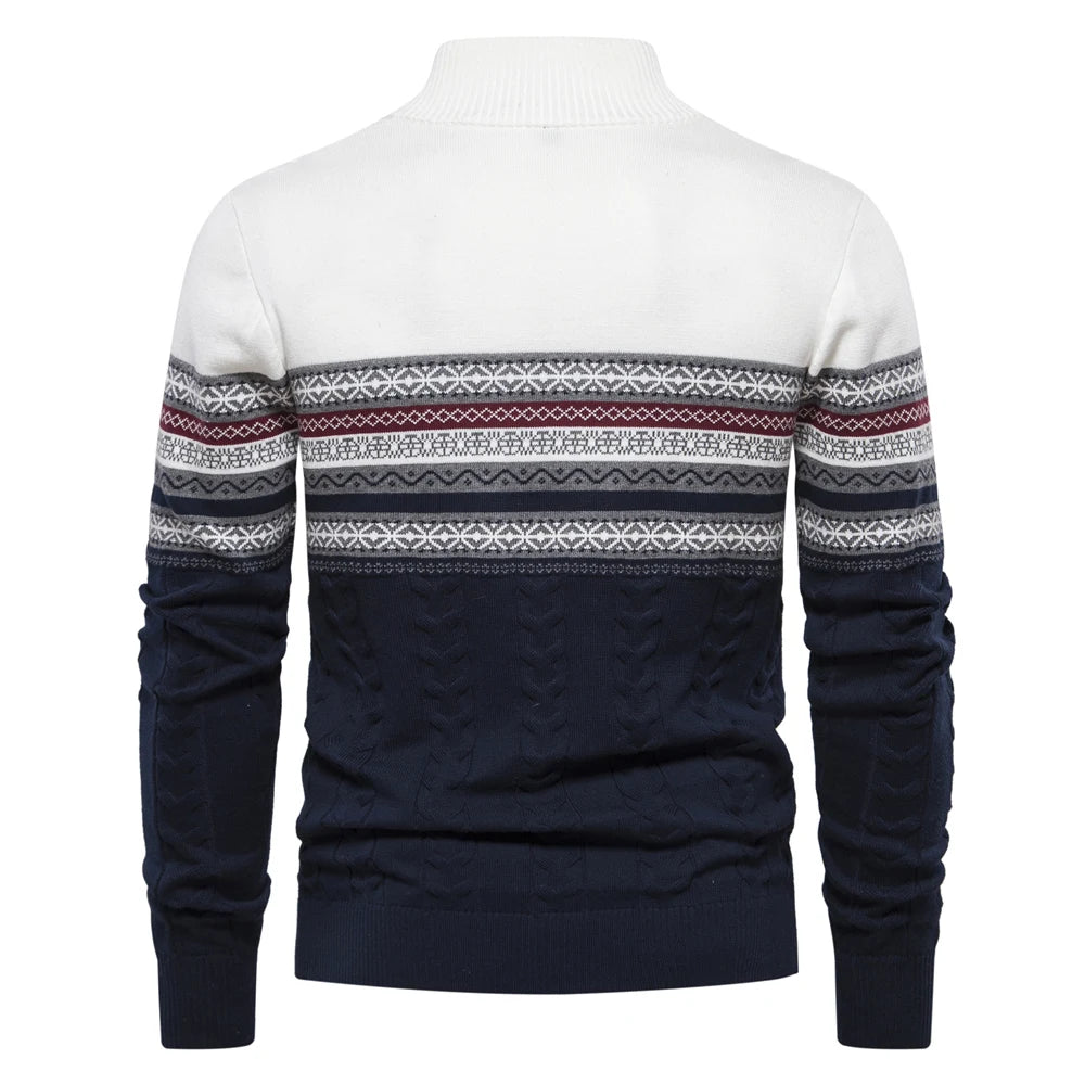Maglione Con Cerniera Da Uomo In Cotone Alta Qualità Per Autunno Inverno Caldo Con Motivi Etnici