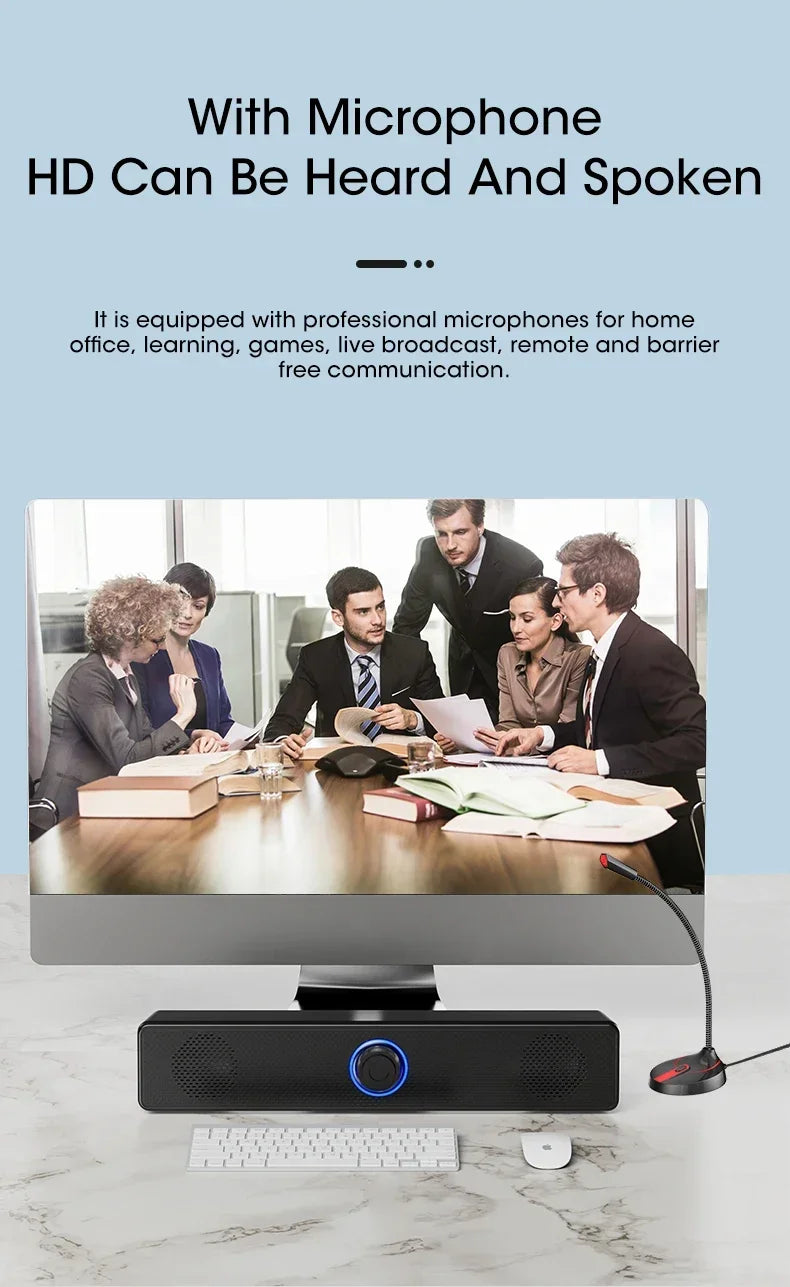 Soundbar Per PC E TV Bluetooth Cablato E Wireless USB Alimentato Per Laptop Gaming Home Theater Sistema Audio Surround